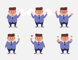 Set of Businessman in different poses cartoon vector