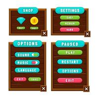 Complete set of level button game pop-up, icon, window and elements for creating medieval RPG video games vector