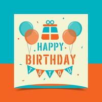 Happy birthday card decorated with colorful balloons beautifully. vector