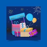 Birthday greeting card decorated with gift box vector