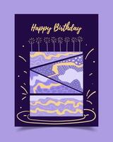 Birthday card decorated with triangular paper Spoons arranged in squares with fireworks vector