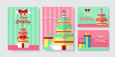 Happy birthday card decorated with cake pictures vector