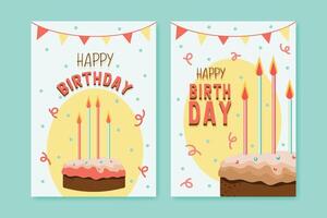 Happy birthday card decorated with cake pictures vector