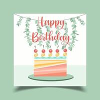 tarjeta de feliz cumpleaños decorada con pastel Fotografías vector