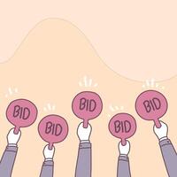 Bidding or auction auctions involving to a purchase of an item vector