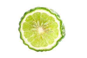 Fresh bergamot fruit with cut in half on white background with clipping path. photo