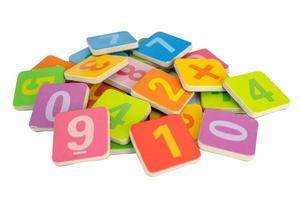 Math number colorful on white background, education study mathematics learning teach concept. photo