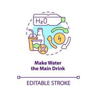 Make water main drink concept icon. Improve everyday liquid consumption. Staying hydrated. Healthy habits abstract idea thin line illustration. Vector isolated outline color drawing. Editable stroke