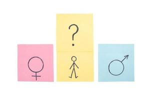 a person without gender is trying to choose who to become photo