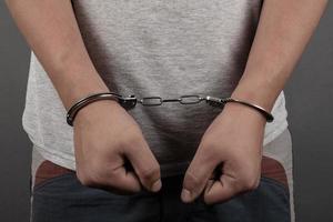 man handcuffed closeup arrest of a criminal photo