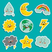 Cute Cartoon Weather Characters Posing vector