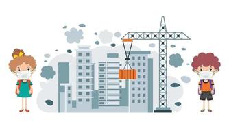 dibujo conceptual de la contaminación del aire vector