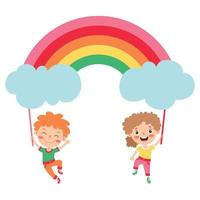 Funny Children Holding Blank Placard vector