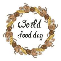 World food day hand lettering and frame vector illustration