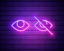 eye neon icon. Elements of media, press set. Simple icon for websites, web design, mobile app, info graphics isolated on brick wall. vector