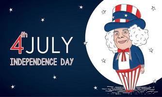 American man cartoon USA Independence day vector