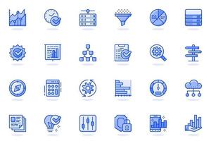 Big Data analysis web flat line icon vector