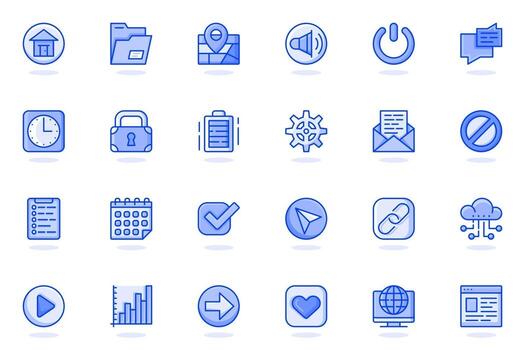 botones de interfaz de usuario icono de línea plana web vector