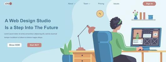 Web Design Studio Is a Step Into The Future banner concept vector