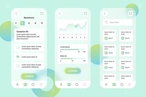 Online learning glassmorphic elements kit for mobile app vector