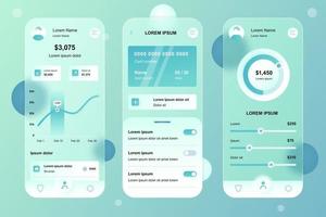 Online banking glassmorphic elements kit for mobile app vector