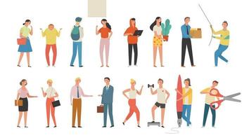 People standing with different gestures. vector