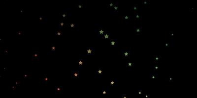patrón de vector verde oscuro, rojo con estrellas abstractas.