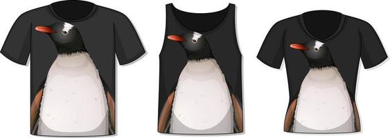 parte delantera de la camiseta con plantilla de pingüino vector