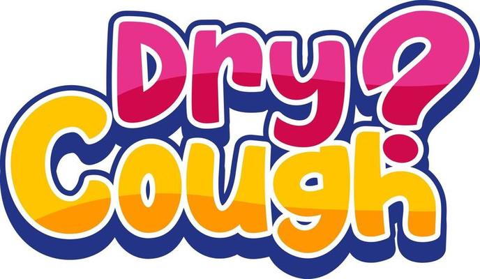 Dry Cough font in cartoon style isolated on white background
