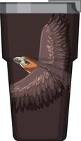 A brown thermos flask with hawk pattern vector