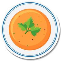 Plate of soup sticker on white background vector