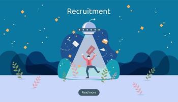 Job hiring and online recruitment concept with tiny people character. agency interview. select a resume process. template for web landing page, banner, presentation, social media. Vector illustration