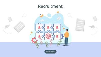 online recruitment or Job hiring concept with tiny people character. select a resume process. agency interview. template for web landing page, banner, presentation, social media. Vector illustration
