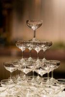 Empty wine glass with blur background photo