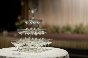 Empty wine glass with blur background photo