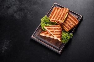 Delicious fresh toast grill with cheese and ham photo
