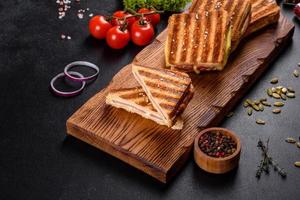Delicious fresh toast grill with cheese and ham photo