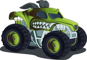 la verdadera ilustración de dibujo a mano de monster truck vector