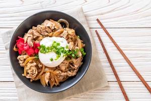 Pork rice bowl with egg or Donburi - Japanese food photo