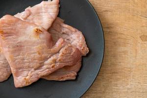 Fried sun-dried pork on plate photo