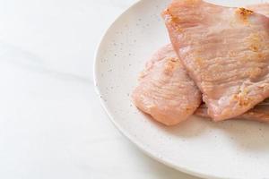 Fried sun-dried pork on plate photo