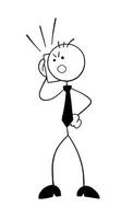 Stickman Businessman Character Angry and Talking On the Phone Vector Cartoon Illustration