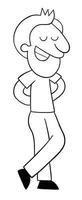 Cartoon Man Standing Eyes Closed and Happy Vector Illustration