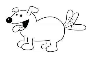 Cartoon Dog is Happy and Wagging Its Tail Vector Illustration