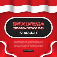 Indonesia's independence day square background template with flag vector