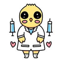 Kawaii pollitos doctor cartoon diseño ilustración vector