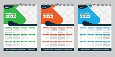 Diseño de plantilla de calendario de pared única 2022 con vector. diario del planificador con lugar para la foto. vector