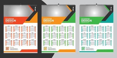 Diseño de plantilla de calendario de pared única 2022 con vector. diario del planificador con lugar para la foto.
