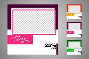 New set of editable minimal banner templates. Suitable for social media posts and web or internet ads. Vector illustration with photo college.