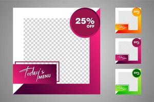 New set of editable minimal banner templates. Suitable for social media posts and web or internet ads. Vector illustration with photo college.